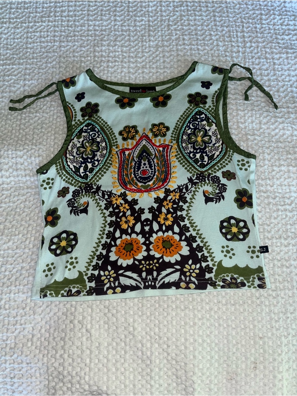 Vintage Girls Sweet Jane Boho Tank Top Sz 10 Or Leg 100% Cotton